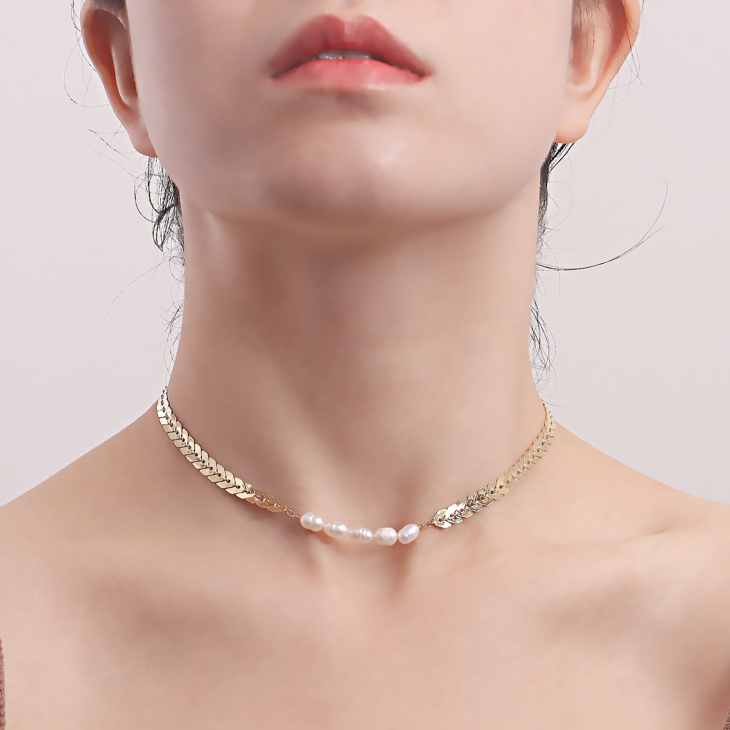 Jewelry Simple Aircraft Chain Freshwater Pearl Necklace Necklace Women's Single Layer Tassel Temperament Handmade Necklace