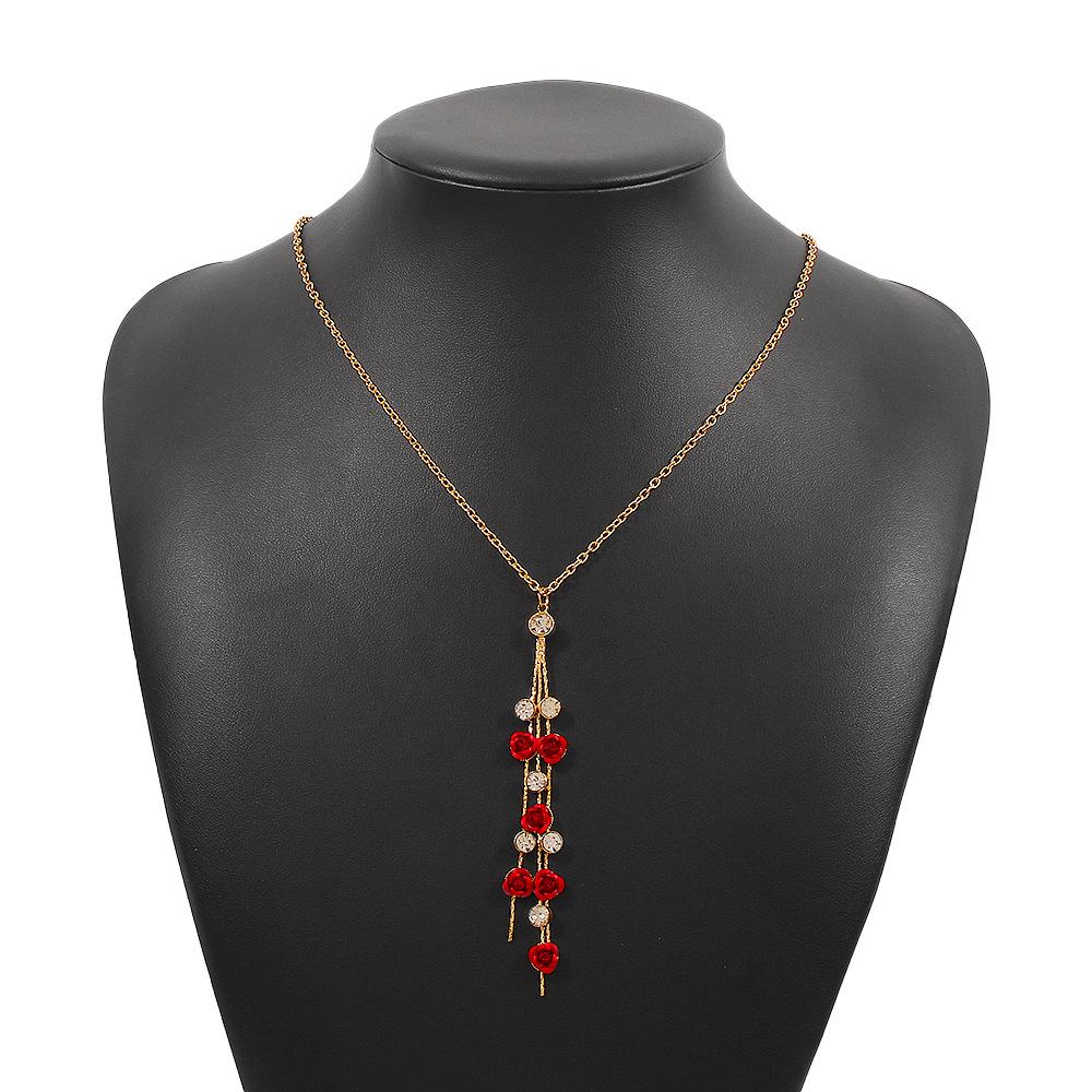 N9861 Fashion Creative Necklace Temperament Elegant Flower Earrings Girl Heart Simple Diamond Jewelry Set