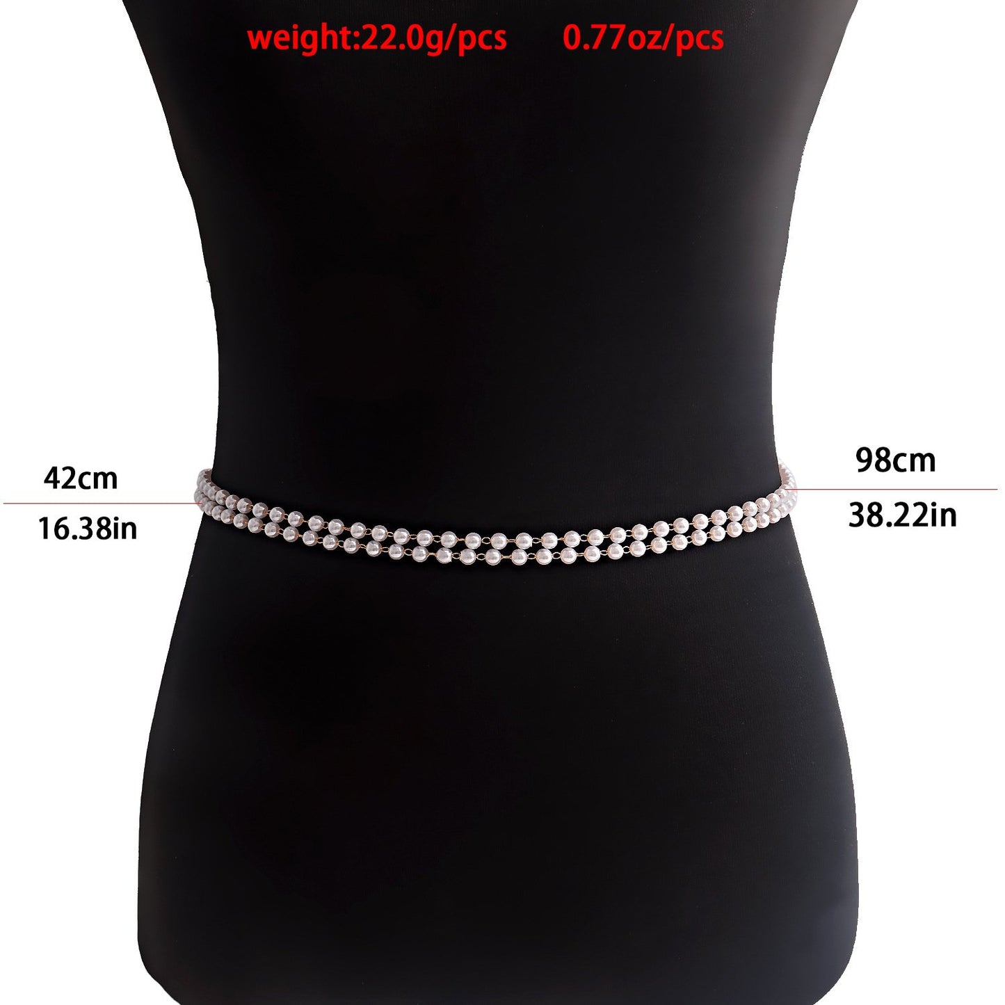 Jewelry ins double-layer imitation pearl beaded waist chain female acrylic waist chain waistchain