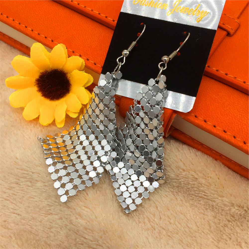 8 Colors Fashion Versatile Square Variable Sequin Earrings Exaggerated Earrings Jewelry