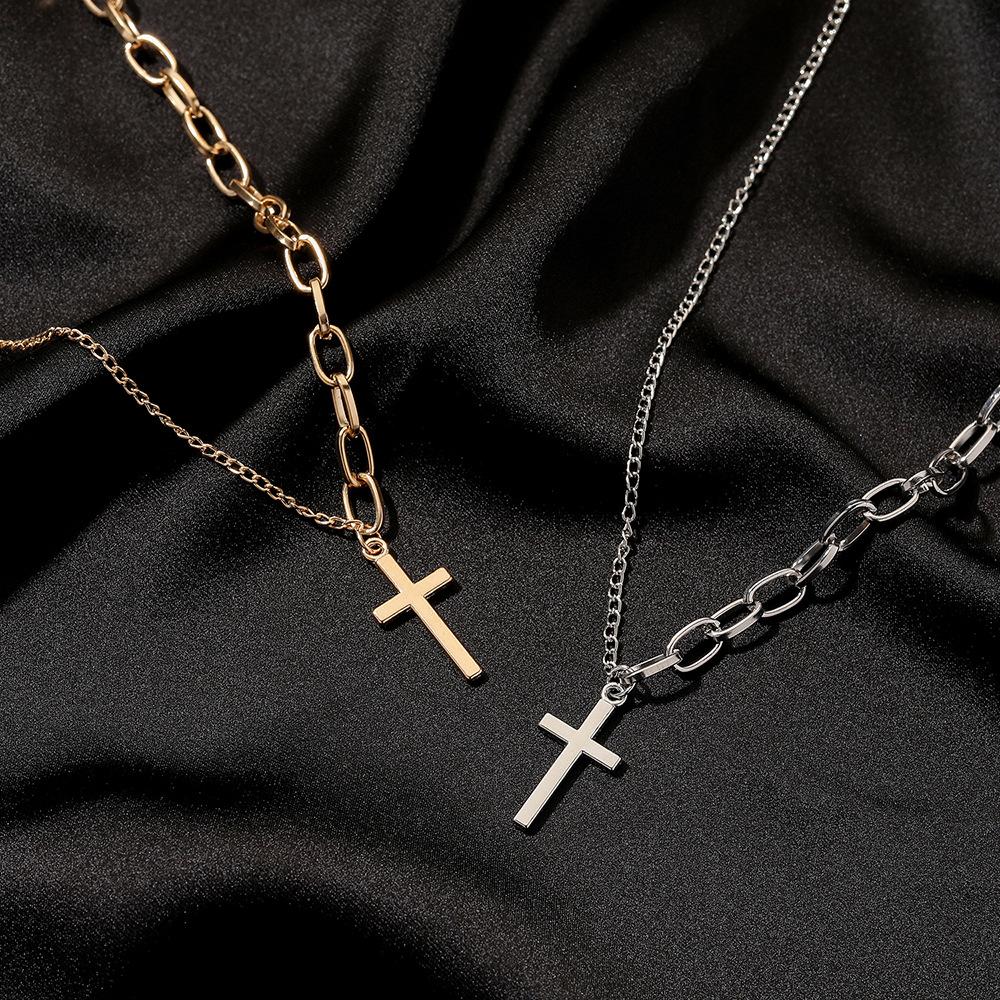 Ins design sense chain asymmetric cross necklace temperament simple pendant clavicle chain female