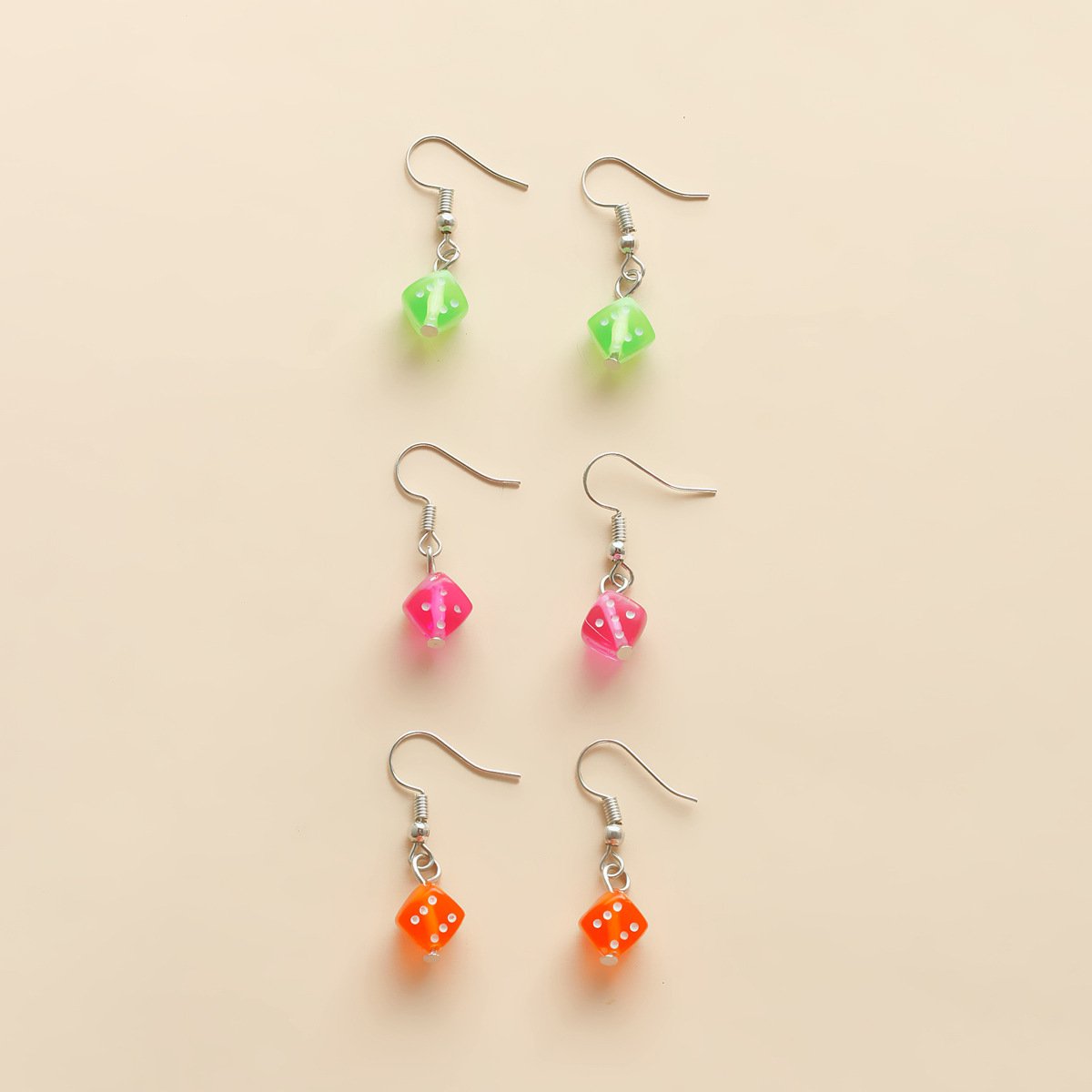 Acrylic earrings personalized creative color three-dimensional dice earrings ins simple earrings