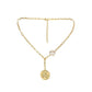 Popular French Retro Pearl Pendant Fashion Stainless Steel Cross Chain Rose Round Card Versatile Necklace for Women