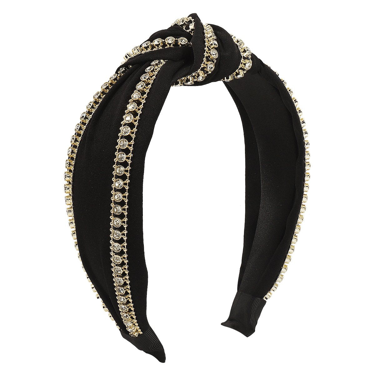 F5149 Creative Personality Rhinestone Knotted Headband Retro Elegant Temperament Pure Color Sweet Fashion Headband