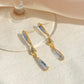 Ins super flash zircon water drop earrings women's French light luxury long tassel earrings temperament Internet celebrity earrings trend