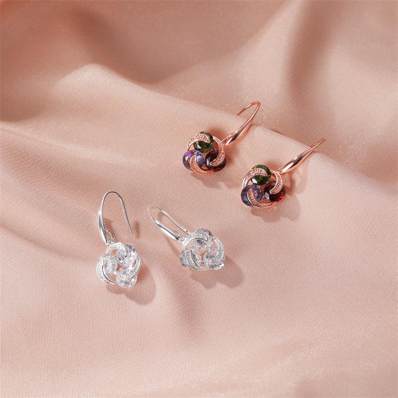 Earrings celebrity temperament micro-inlaid zircon earrings female simple color diamond car earrings