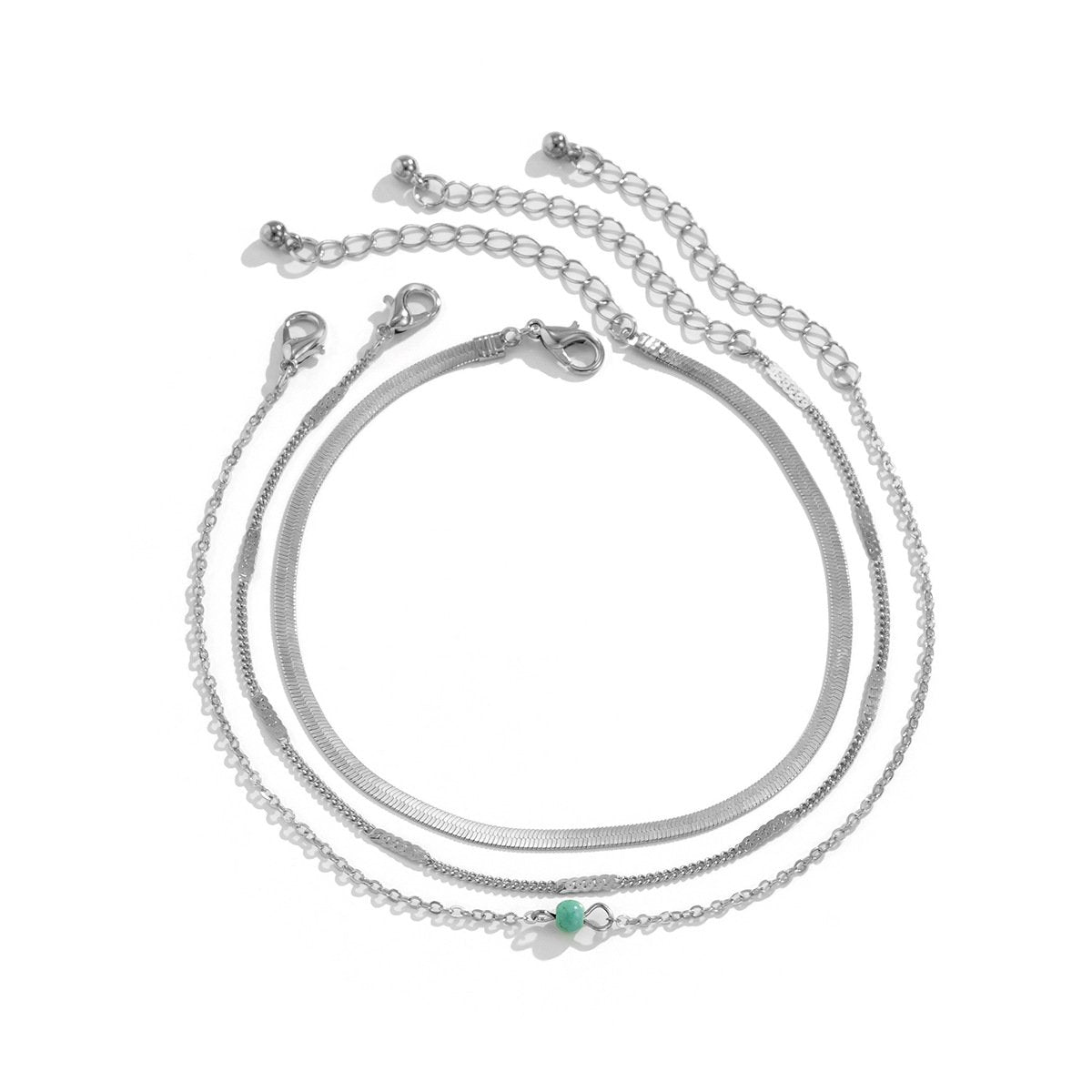 Jewelry beach multi-layer snake bone chain turquoise anklet simple all-match thin chain metal foot jewelry for women