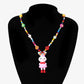 Design sense cartoon monster pink rabbit pendant necklace year ins niche hip-hop color collarbone chain