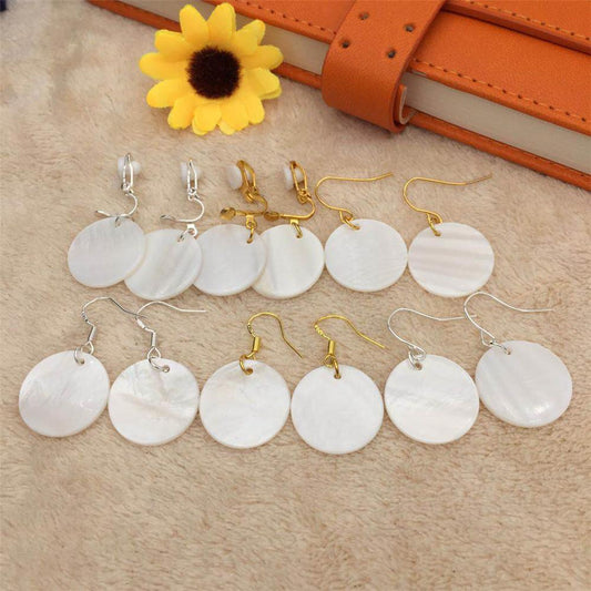 Natural shell 925 silver-plated hook hypoallergenic short simple fashion women's earrings summer earrings ear clips