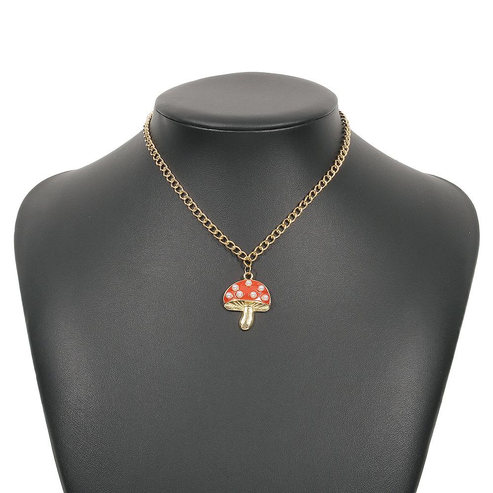 N8821 Simple single-layer necklace alloy drip oil mushroom creative collarbone chain temperament Internet celebrity fashion necklace