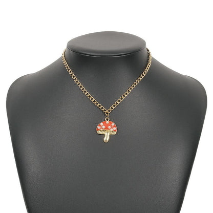 N8821 Simple single-layer necklace alloy drip oil mushroom creative collarbone chain temperament Internet celebrity fashion necklace