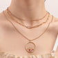Jewelry Retro Contrast Color Personality Eye Geometric Necklace Ethnic Multi-layer Ring Pendant Necklace