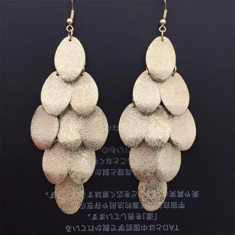 Long Frosted Drop Oval Earrings Earrings Metal Fashion Earrings