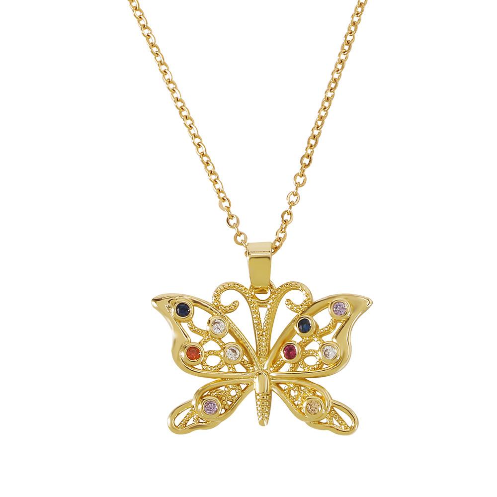 ZN11 Fashion Color Butterfly Necklace Simple Hollow Personality Necklace Temperament Elegant Clavicle Chain Female