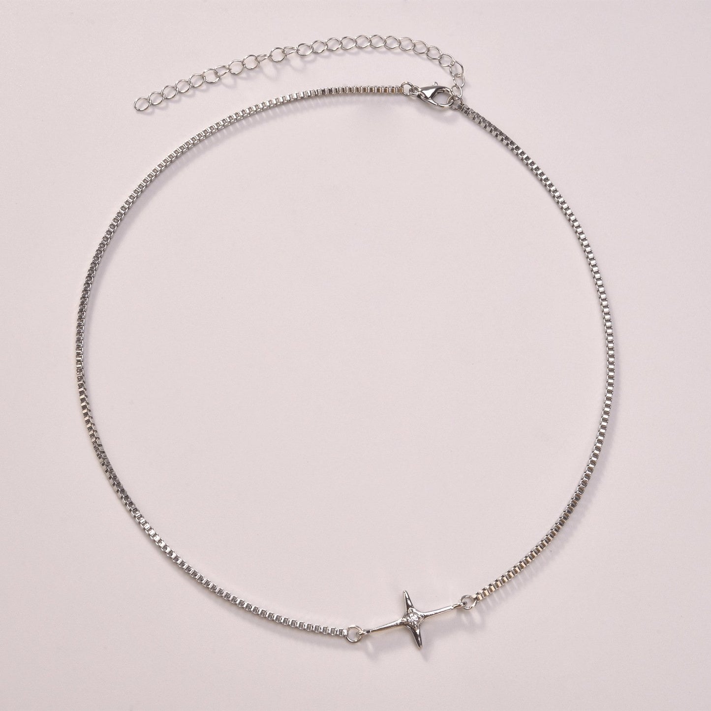 Jewelry Fashion Simple Box Chain Necklace Female Punk Trendy Diamond Cross Star Pendant