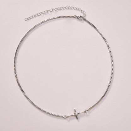Jewelry Fashion Simple Box Chain Necklace Female Punk Trendy Diamond Cross Star Pendant