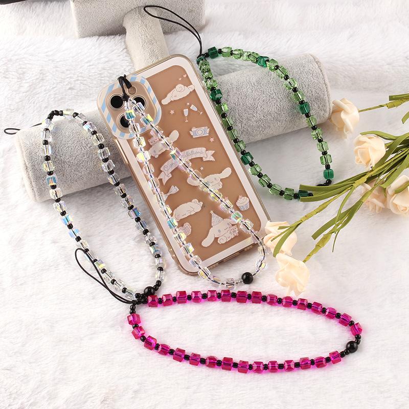 Crystal beaded mobile phone chain short 17cm fashion creative female mobile phone case lanyard