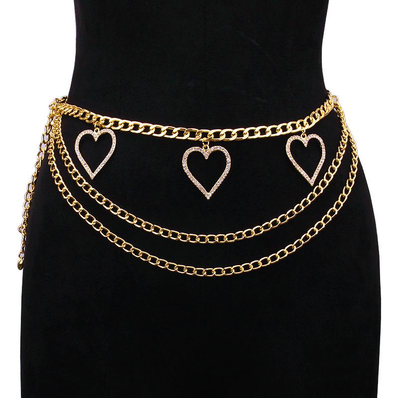 Fashion Jewelry Bikini Creative Diamond Heart Pendant Body Chain Personality Geometric Waist Chain