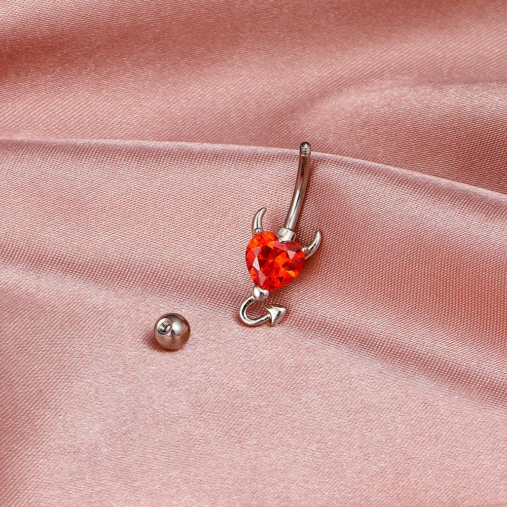 Fashion zircon heart navel ring simple devil navel nail navel decoration body piercing jewelry