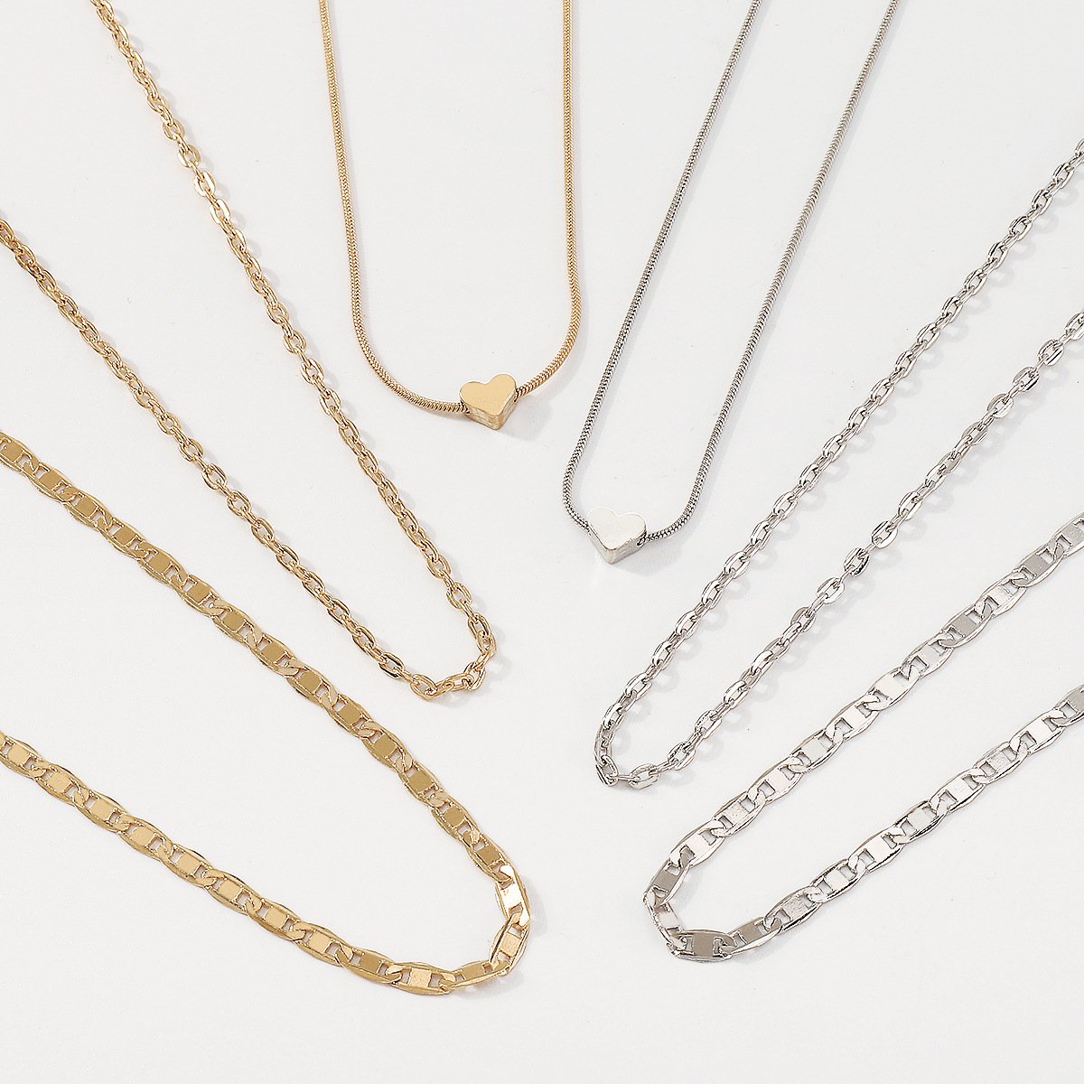 N1363 Fashion Stacked Hip-Hop Necklace Simple Multilayer Love Cross Chain Geometric Necklace