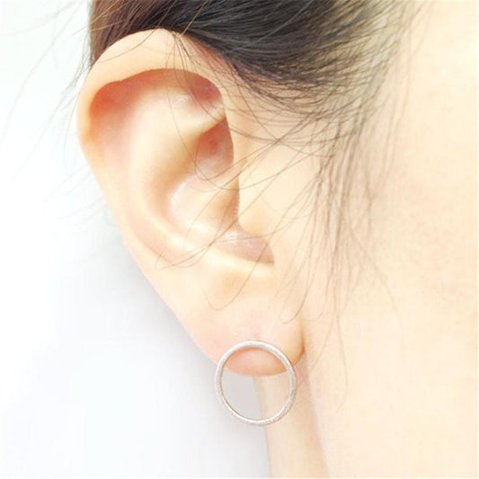 Popular Jewelry Minimalist Circle Stud Earrings Classic Versatile Electroplating Gold Color