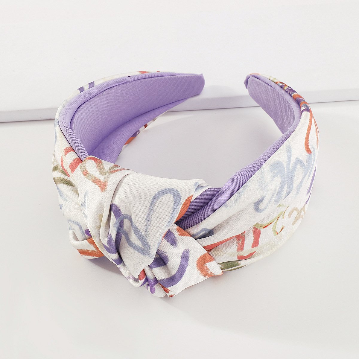 F452 Simple graffiti art wide-brimmed headband knotted sweet niche hair accessories French fabric simple headband female