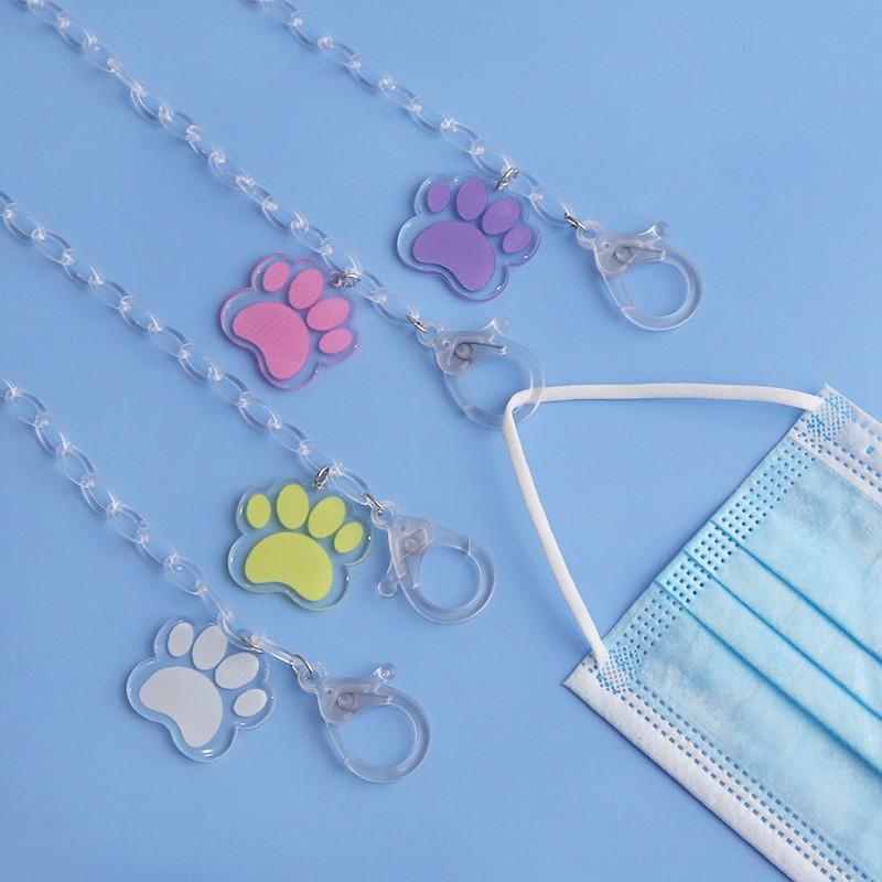Children's mask chain glasses chain cartoon bear claw color transparent acrylic mask chain anti-lost lanyard 48cm