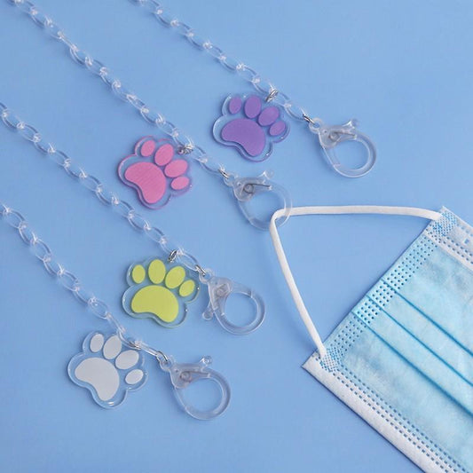 Children's mask chain glasses chain cartoon bear claw color transparent acrylic mask chain anti-lost lanyard 48cm