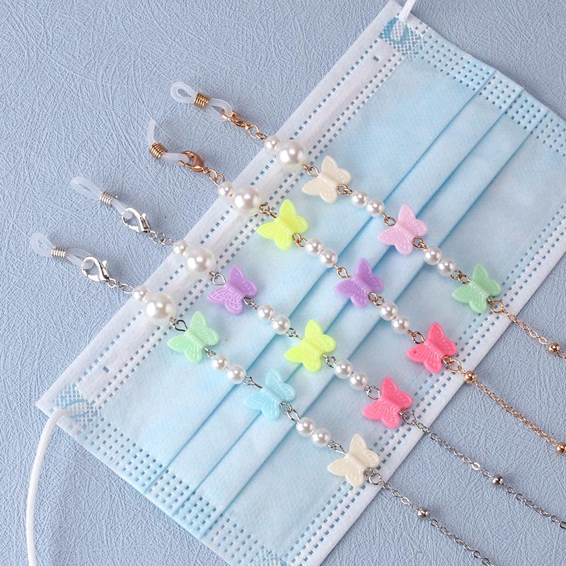 Mask hanging chain glasses chain fashion butterfly pearl decorative glasses anti-drop hanging chain