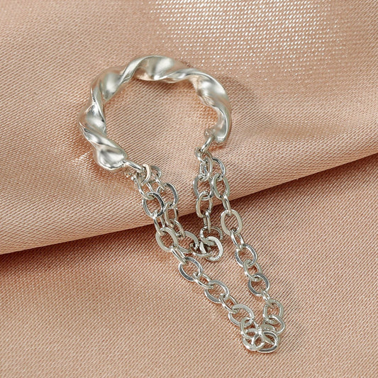 Ins cold geometric ear clip braided twist hole-free tassel earrings fashion creative earrings jewelry female