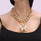 Jewelry Exquisite Exaggerated Diamond Geometric Necklace Female Retro Suit Cuban Chain Big Butterfly Necklace