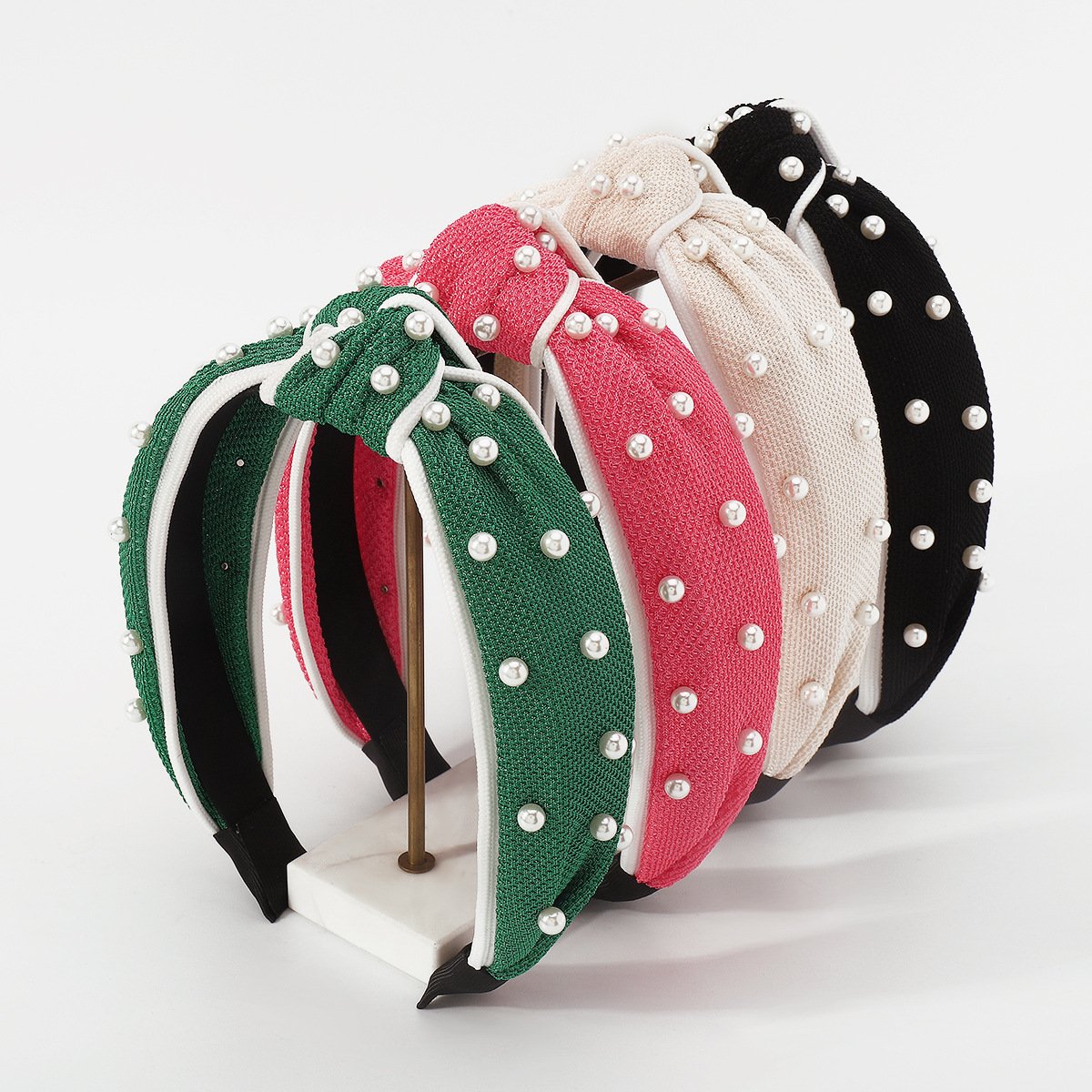 F4696 Geometric edging contrasting color nail bead hair accessories fabric knotted retro sweet and age-reducing simple headband for women