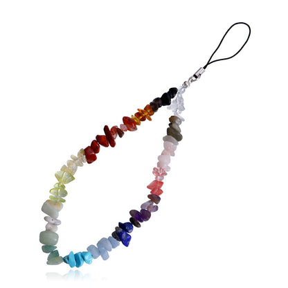 ins colorful gravel turquoise mobile phone chain hand-woven wire rope mobile phone lanyard mobile phone shell pendant pendant