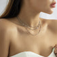 Jewelry simple imitation crystal ball chain multi-layer necklace female all-match geometric metal necklace