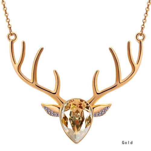 Popular Diamond Necklace Crystal Deer Head Clavicle Chain Creative Animal Pendant Jewelry