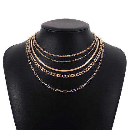 N1233 exaggerated multi-layered necklace hip-hop sweet cool personality niche collarbone necklace female