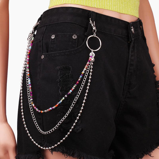 Jewelry creative color crystal multi-layer pants chain all-match geometric accessories chain body chain