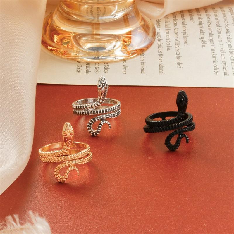 Retro opening snake ring gold punk winding snake ring exaggerated personality copper jewelry