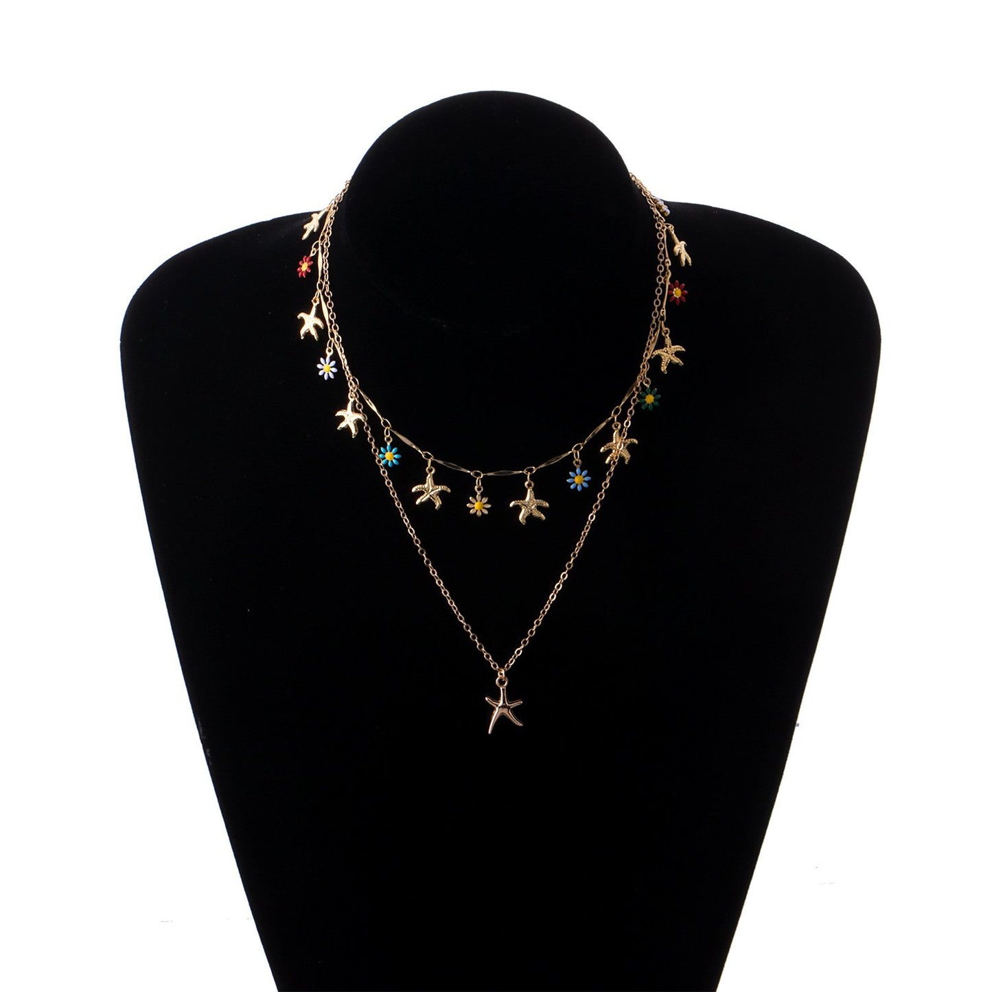 Jewelry Hawaiian Alloy Starfish Pendant Necklace Femininity Popular Drop Glaze Flower Necklace