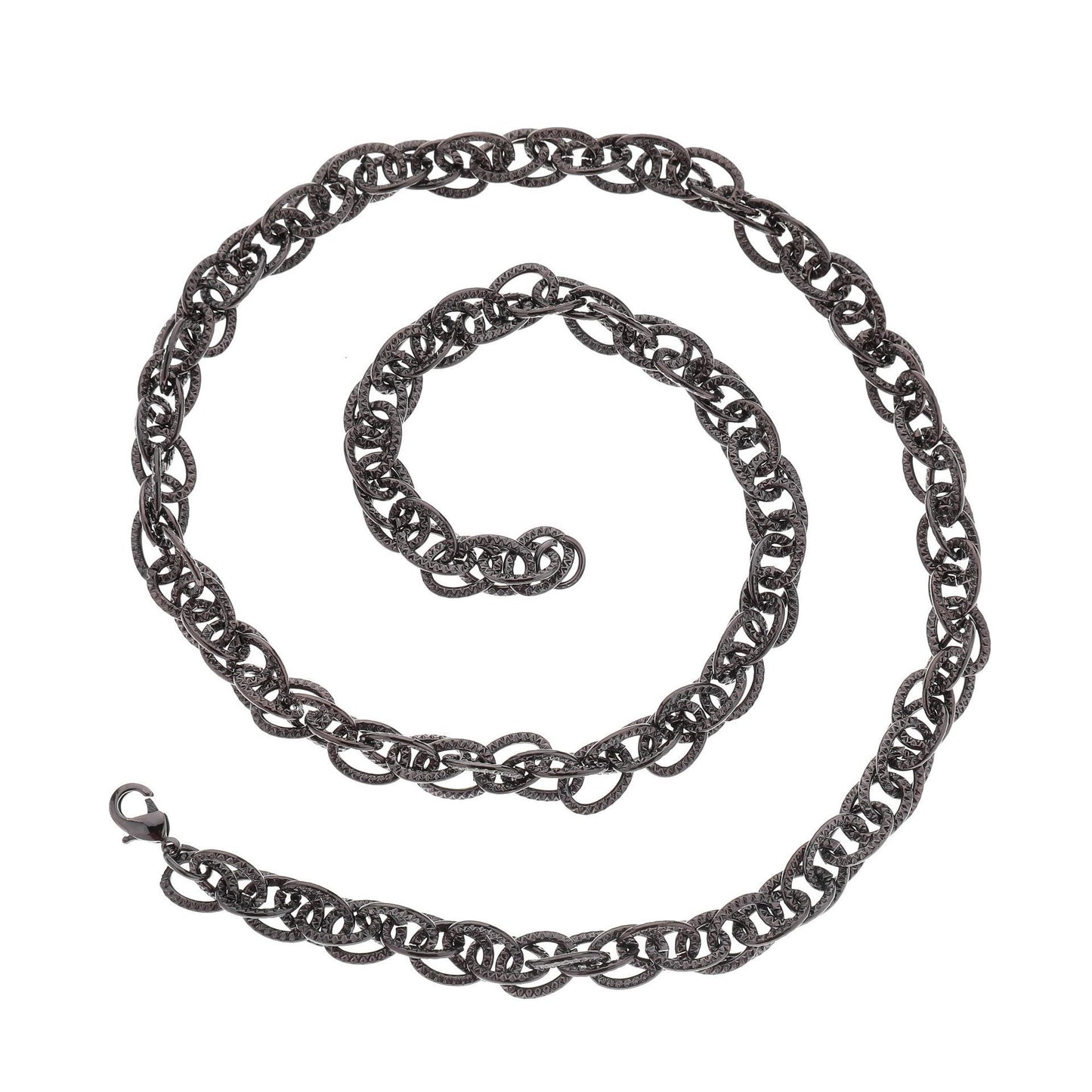 Fashion Men's Hip Hop Necklace Trend 1.6 Flat Flower Fake Twist Iron Chain Single Chain Jewelry
