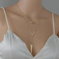 Jewelry Fashion Sexy Small V Letter Tassel Iron Triangle Necklace Double Layer Necklace