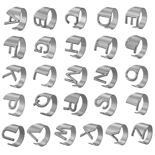 English 26-letter steel peptide ring niche design stainless steel gold-plated cold opening finger jewelry