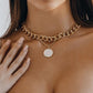 Jewelry punk double love mother-of-pearl pendant necklace female light luxury choker sweater chain