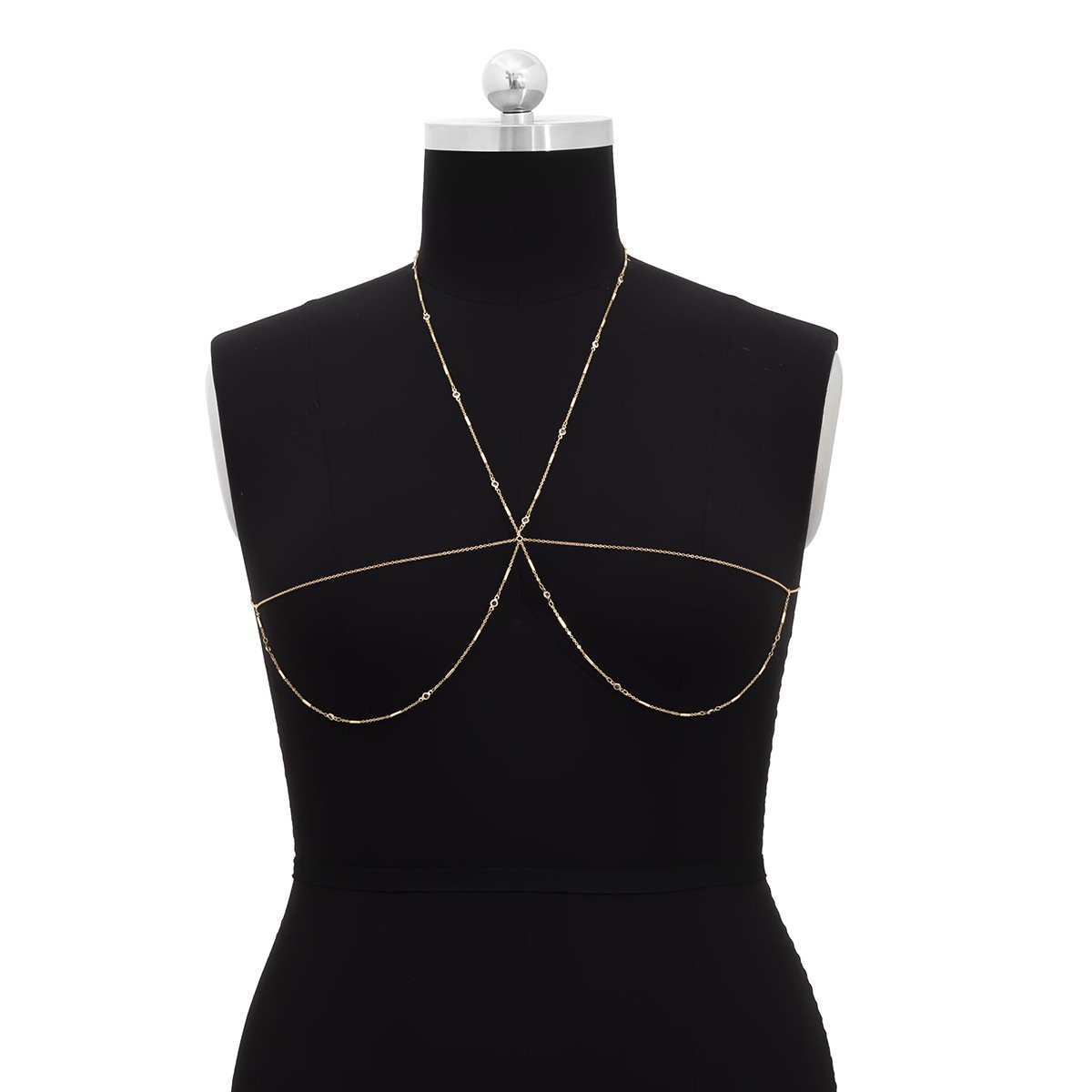 Jewelry Beach Sexy Bikini Chest Chain Simple Imitation Crystal Metal Thin Chain Body Chain