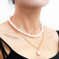 Jewelry Xiaoxiang multi-layer special-shaped highlight imitation pearl angel love padlock pendant necklace female