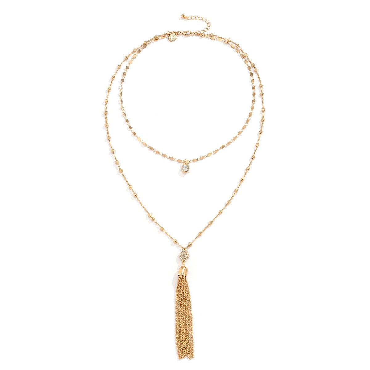 Fashion Sexy Tassel Chain Chest Chain Necklace Female Personality Inlaid Rhinestone Ball Chain Clavicle Necklace