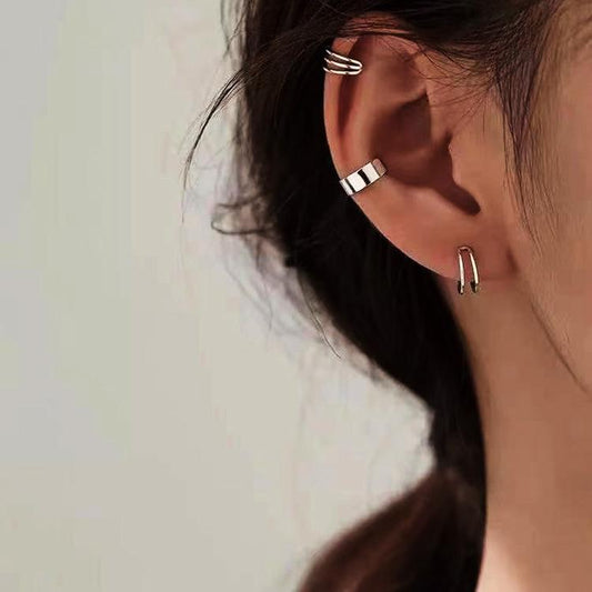 Ins temperament hole-free c-shaped ear bone clip fashion retro cold geometric hoop earrings earrings