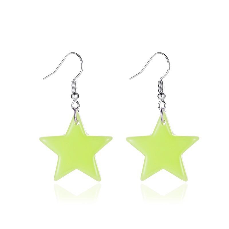 Sweet candy-colored five-pointed star earrings fashion fluorescent star earrings trendy fun girl earrings