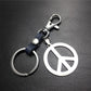 Anti-war symbol titanium steel pendant stainless steel key pendant cowhide connecting piece Valentine's Day gift world peace