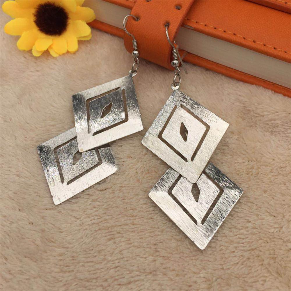 Earrings Exaggerated Atmosphere Hollow Rhombus Multi-layered Ladies Earrings Indian Retro Earrings